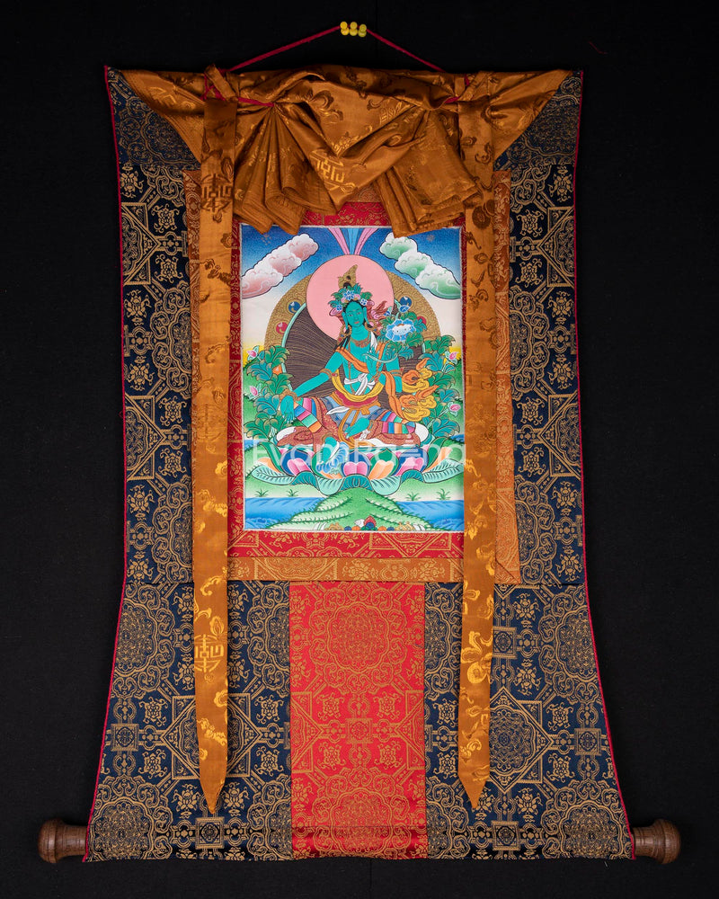 green tara with brocade