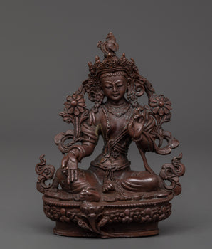 oxidized-copper-green-tara-buddhist-deity-statue