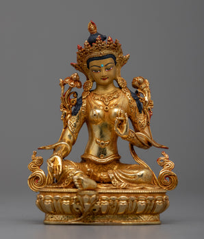 Tiny Green Tara Copper Statue