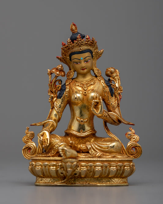 Tiny Green Tara Copper Statue