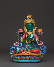 Himalayan Green Tara Sculpture | Handcrafted Copper Body with Acrylic Detailing