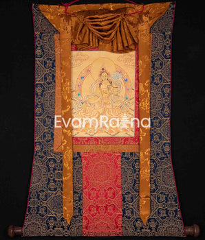 Green Tara Thangka with Brocade