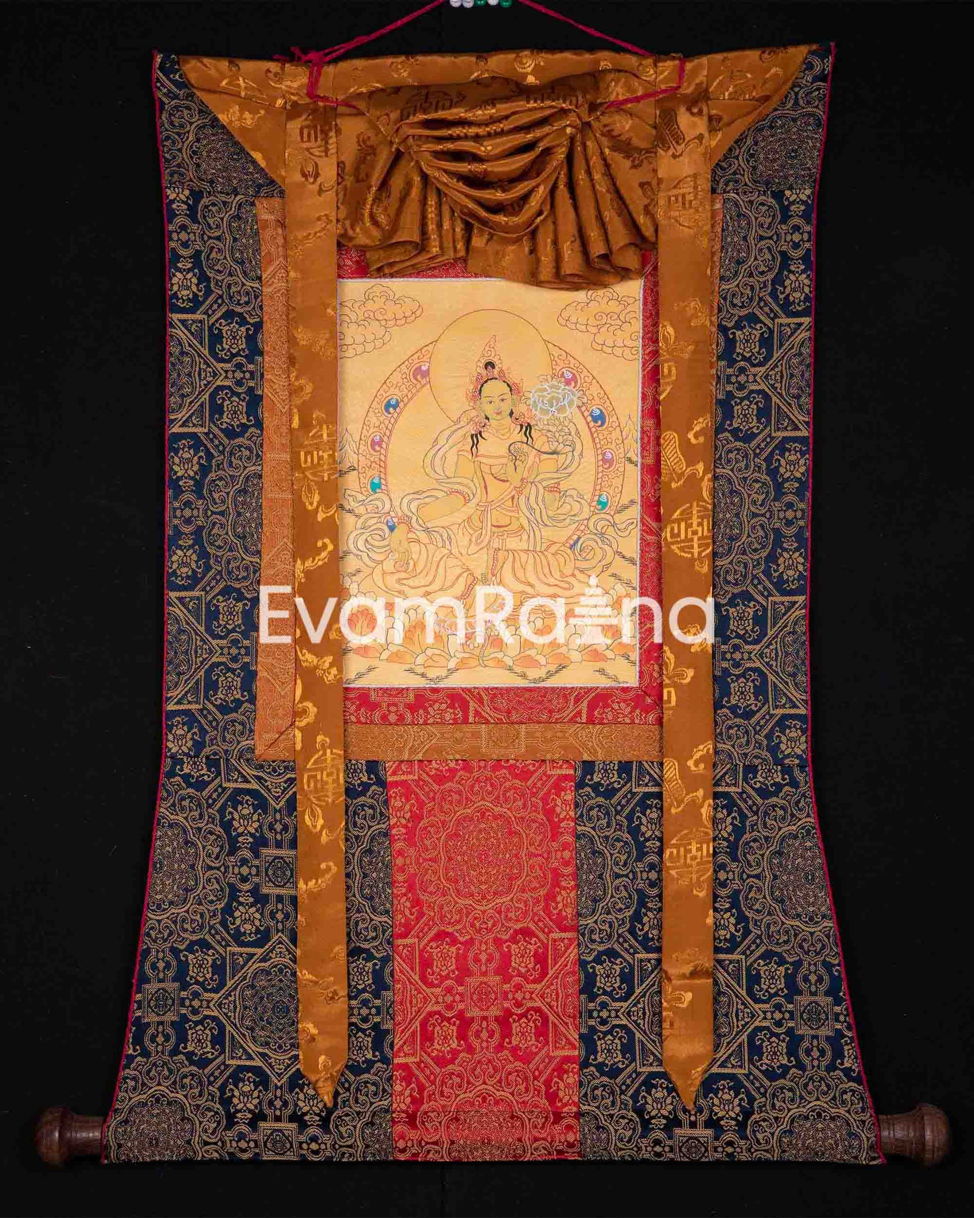 Green Tara Thangka with Brocade