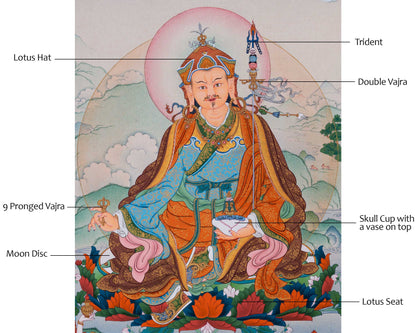 Guru Rinpoche Thangka with Mandarva and Yeshe Tsogyal | Amitabha Buddha