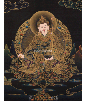 Black and Gold Thangka of Guru Rinpoche
