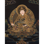 Black and Gold Thangka of Guru Rinpoche