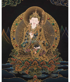 Traditional Peaceful Guru Rinpoche Thangka 