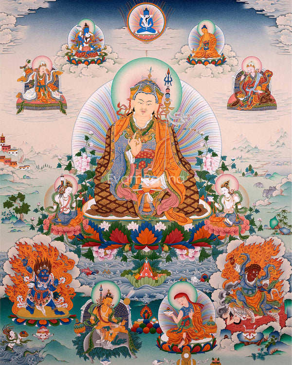 Guru Padmasambhava Manifestation Thangka | Tibetan Thangka Canvas Print