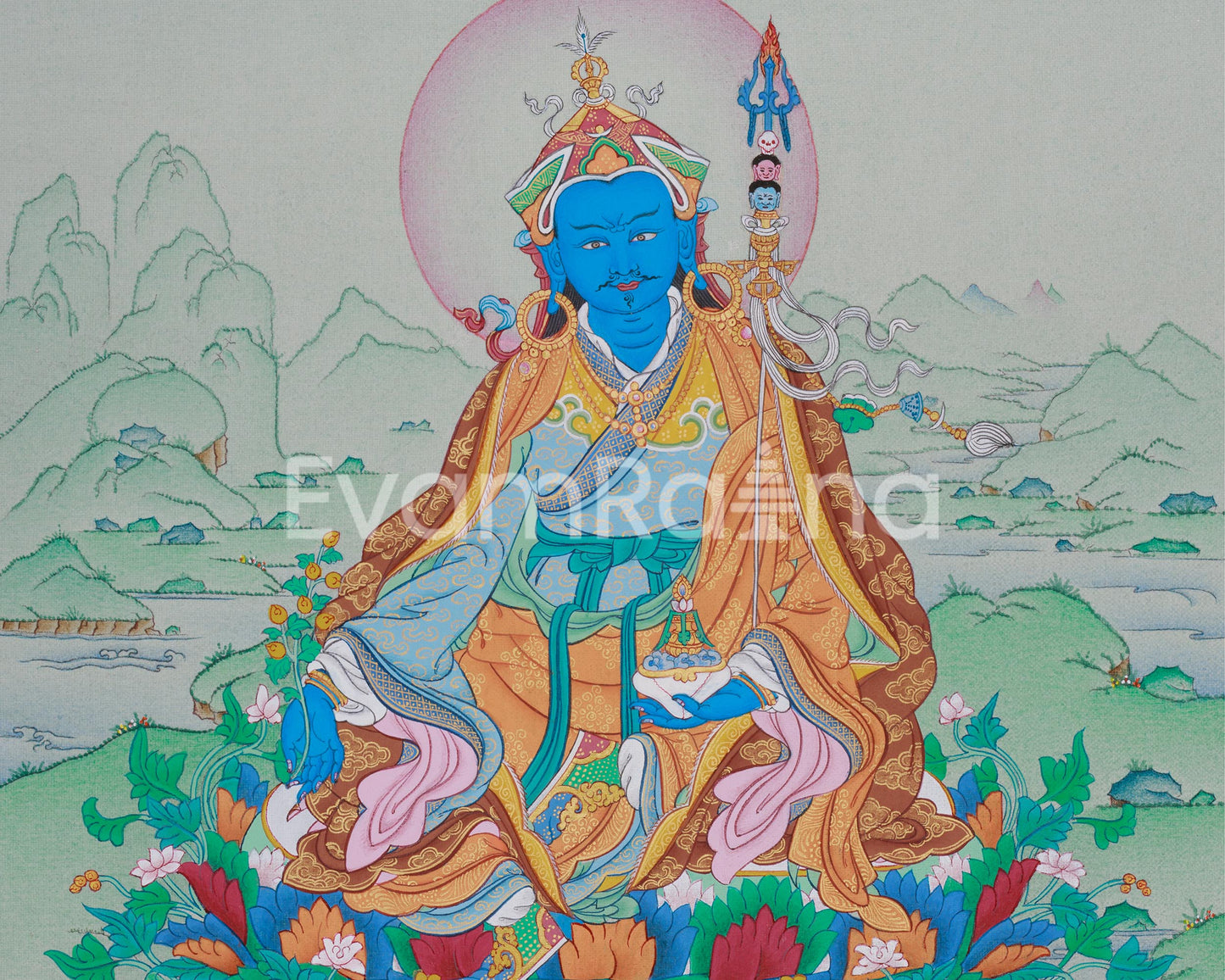 Guru Orgyen Menla Thangka | The Healing Guru in Exquisite Detail