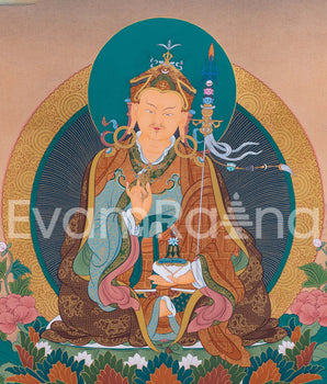 Thangka Print Of Lotus-Born Master | Guru Rinpoche Canvas Art | Digital Artwork For Padmasambhava Thangka