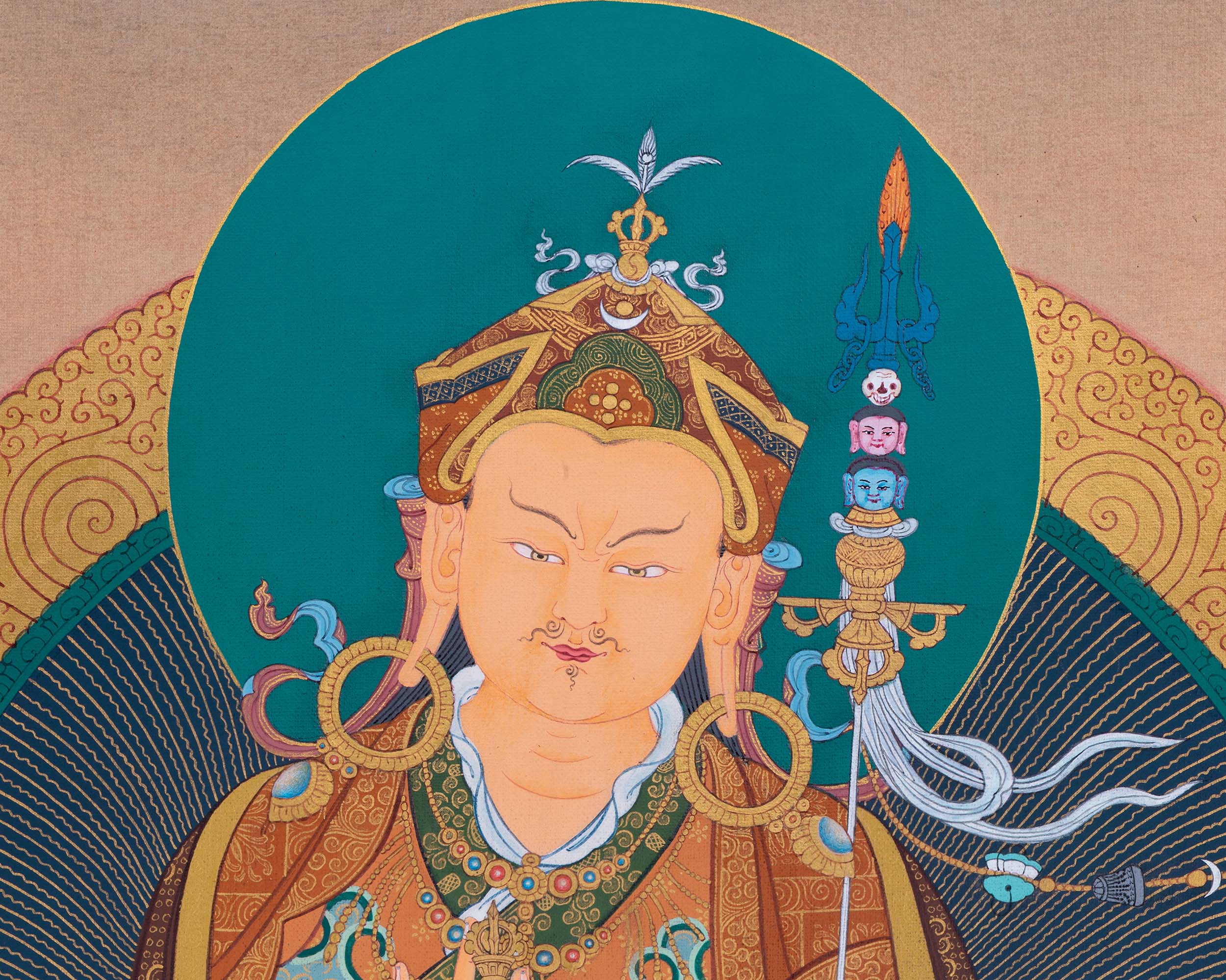 Thangka Print Of Lotus-Born Master | Guru Rinpoche Canvas Art | Digital Artwork For Padmasambhava Thangka
