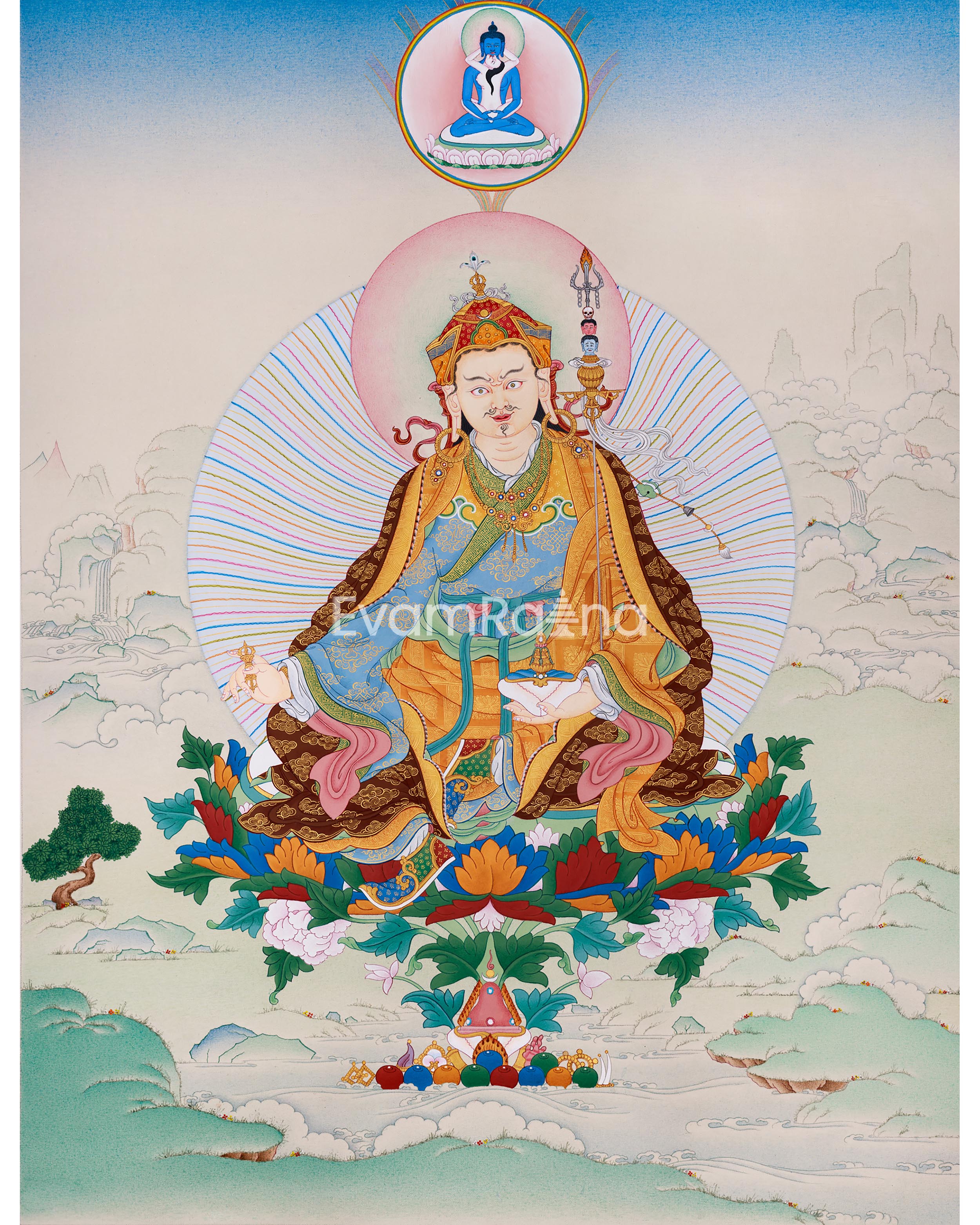 Guru Padmasambhava Thangka | Revered Master of Enlightenment | Samanta