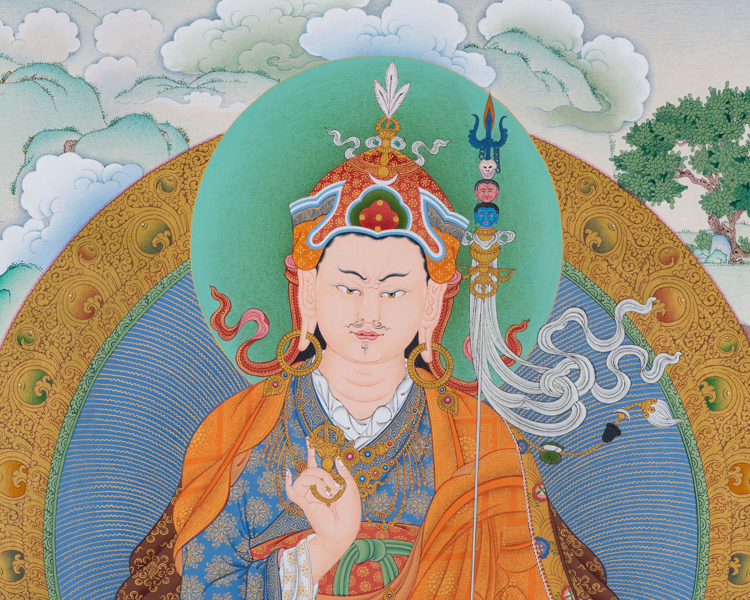 Traditional Padmasambhava Thangka Print | Art Of The Lotus Born Master | Guru Rinpoche Digital Print