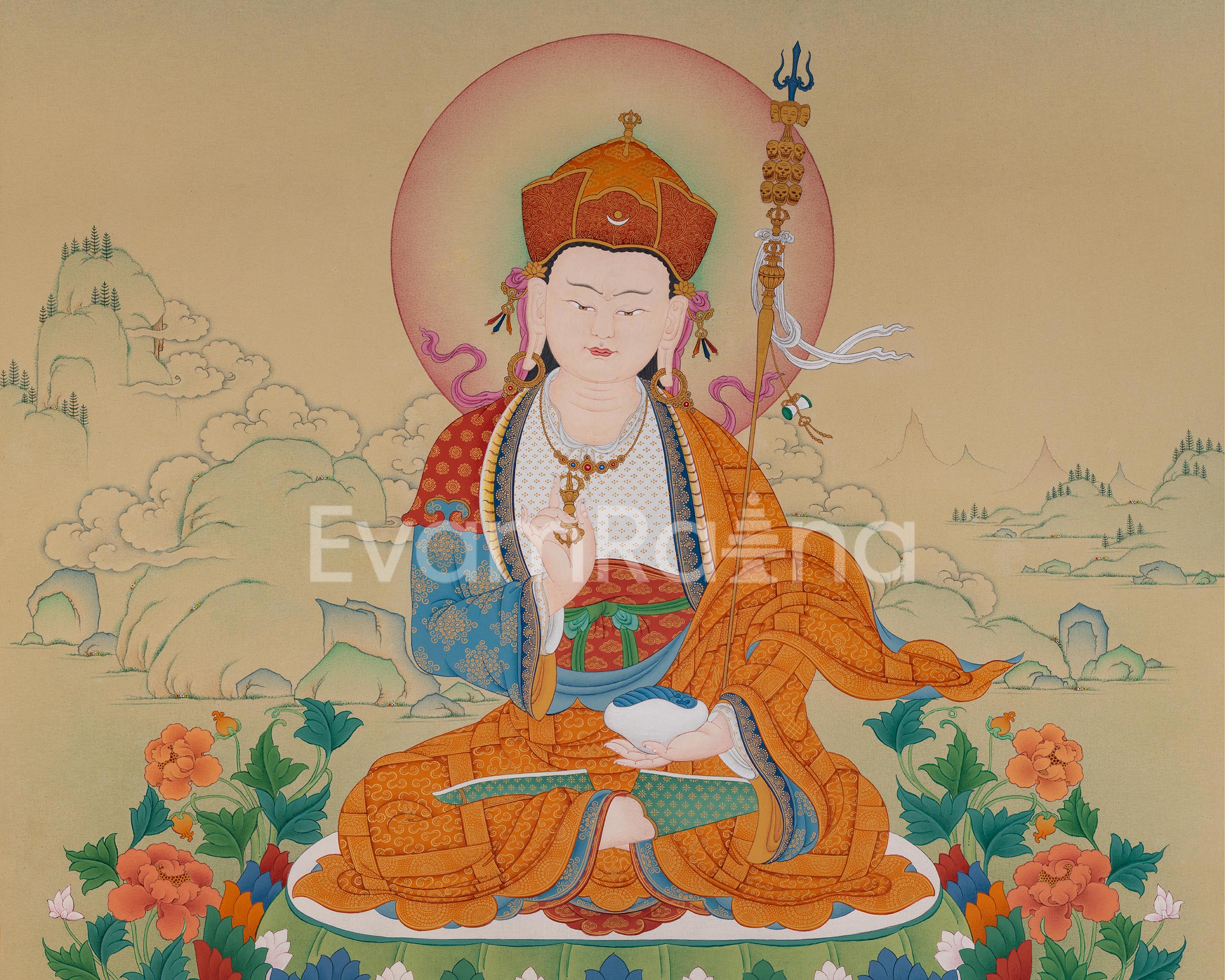 Guru Rinpoche Artwork | Padmasambhava, The Lotus Born | Traditional Thangka Print