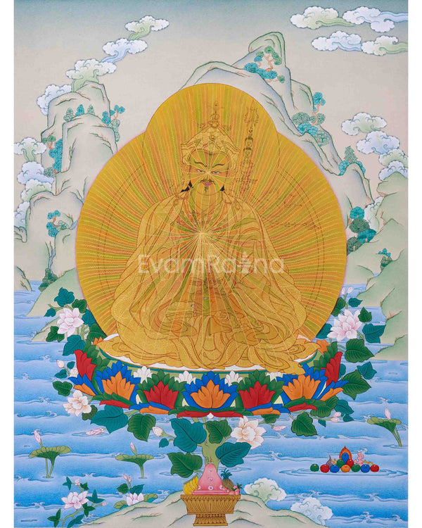 Guru Rinpoche Rainbow Body Thangka, A Mystical Art