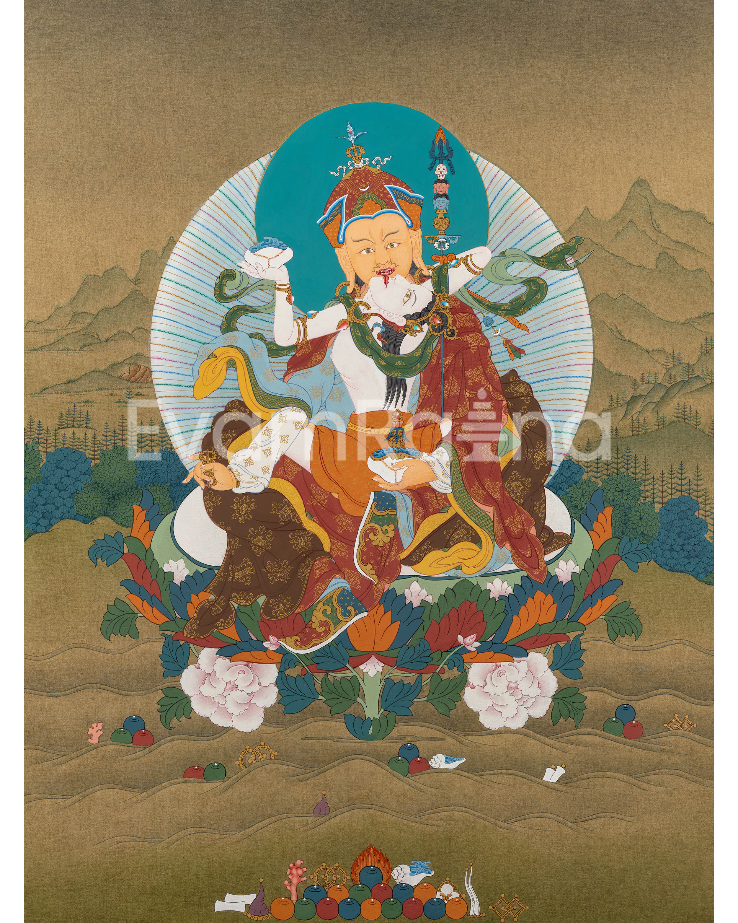 Guru Rinpoche with Consort Giclee Print | High-Quality Padmasambhava Artwork