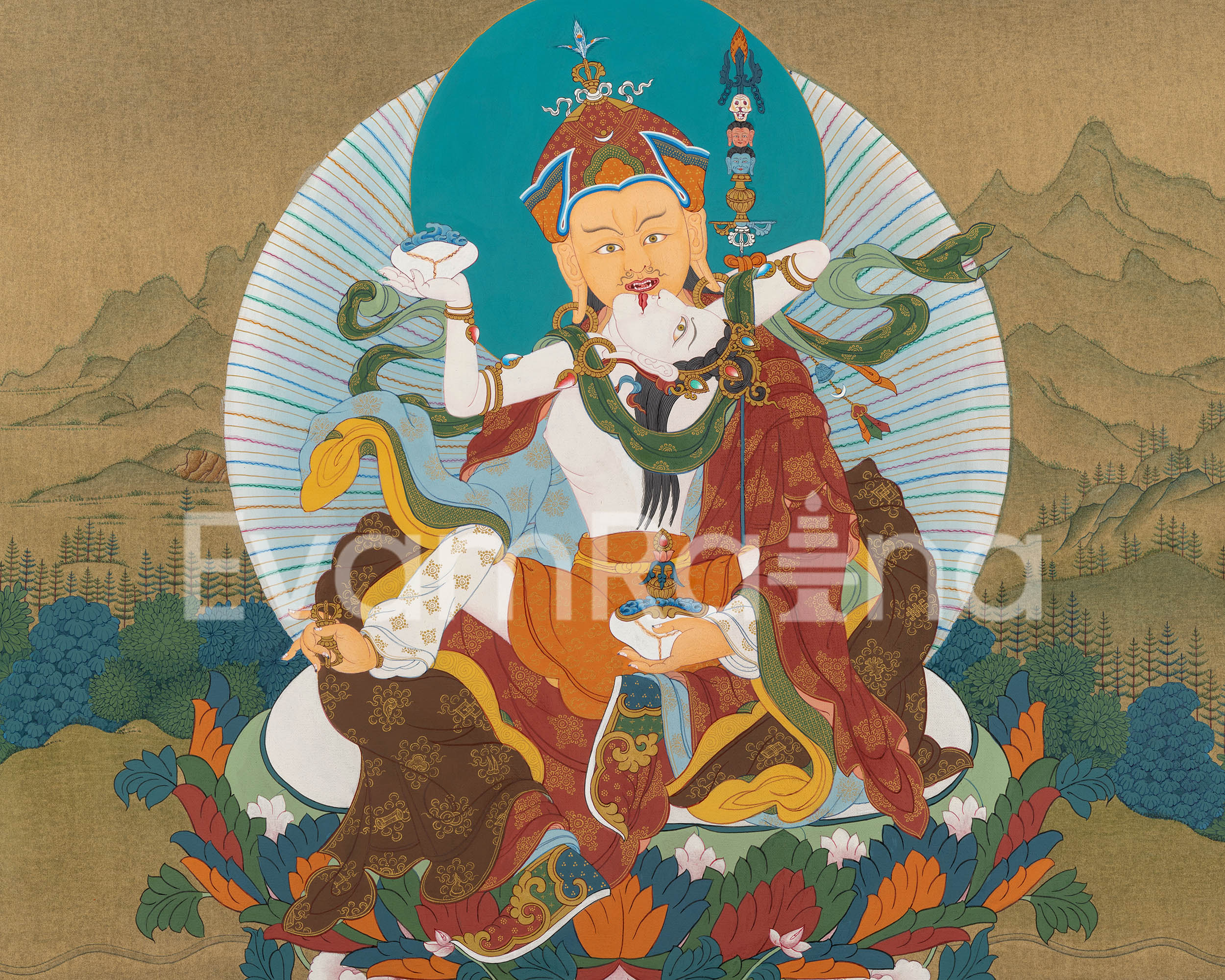 Guru Rinpoche with Consort Giclee Print | High-Quality Padmasambhava Artwork