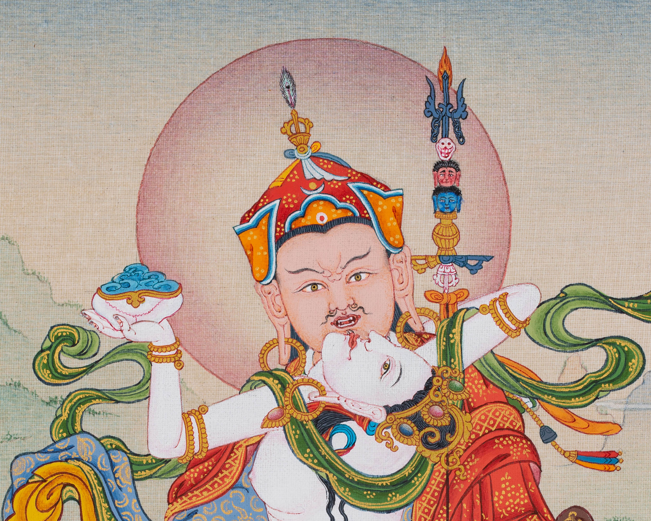 Guru Padmasambhava Digital Print | Guru Rinpoche and Yeshe Tsogyal Thangka Artwork