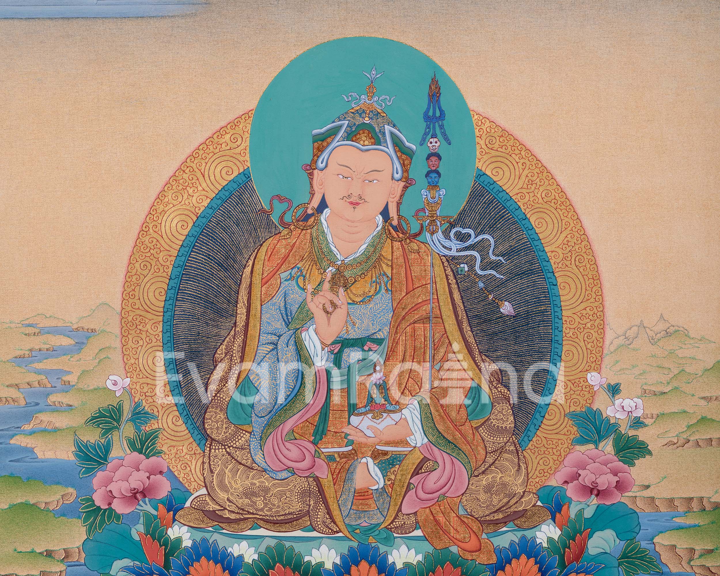 Guru Rinpoche Thangka Print | The Lotus Born Master | Traditional Padmasambhava Artwork