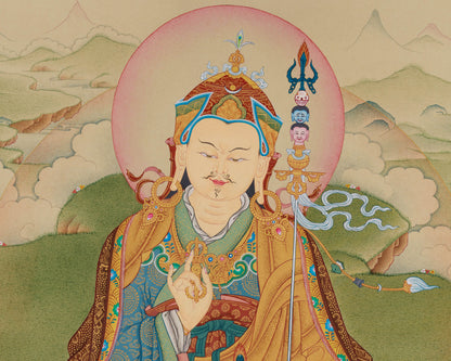 Enlightened Guru Tsokye Dorje Thangka | Peaceful Padmasambhava