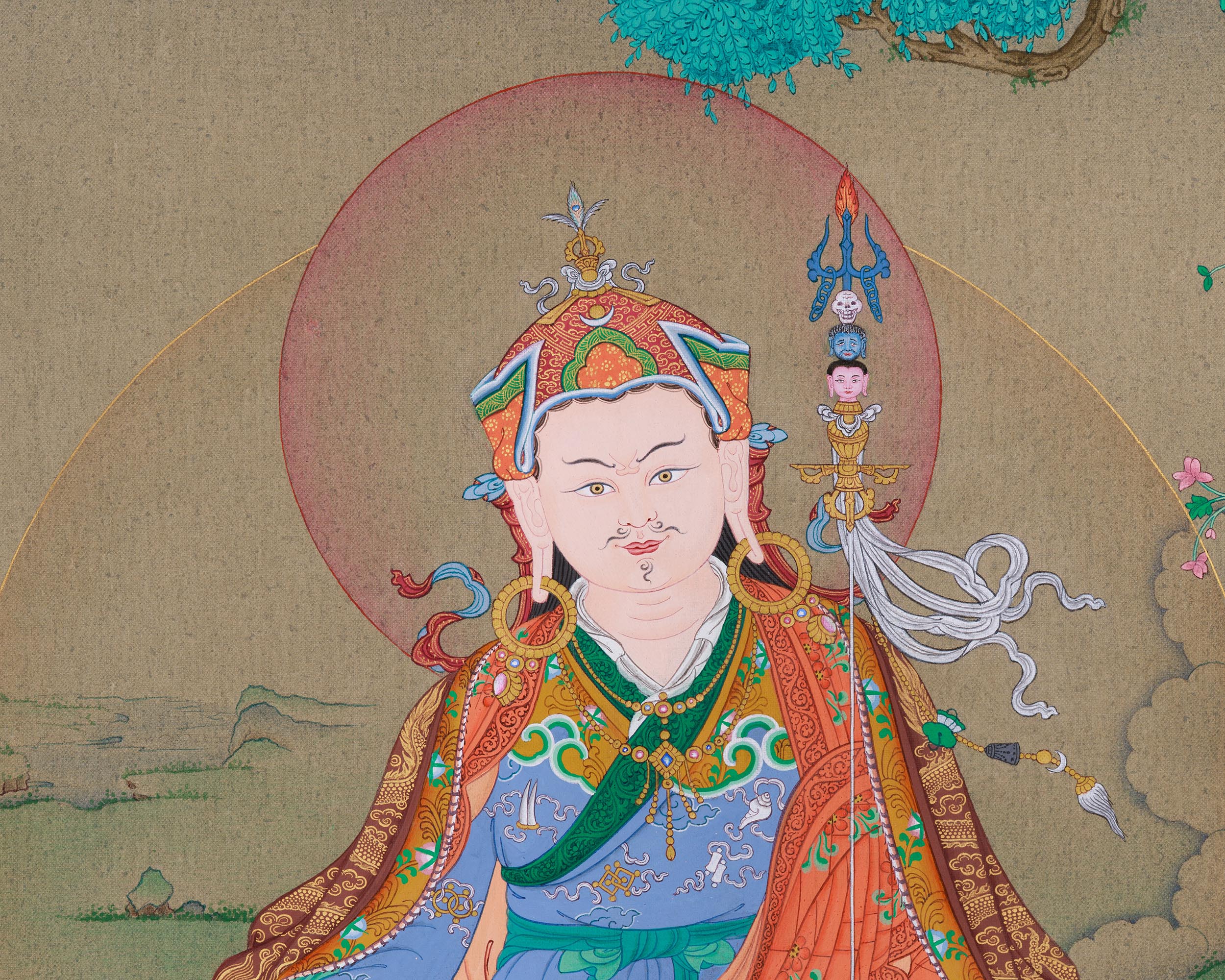 24 Inches Guru Rinpoche Thangka | Tibetan Art of Spiritual Mastery and Protection