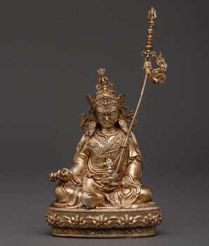 Gold-Plated Guru Rinpoche Statue in Copper