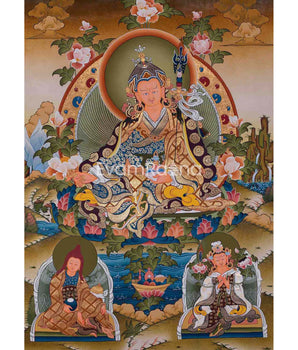 Guru Rinpoche/Guru Padmasambhava Thangka | Tibetan Wall Arts | Handmade Thangka For Home and Office Decor |