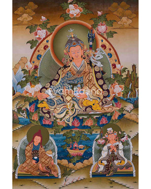 Guru Rinpoche/Guru Padmasambhava Thangka | Tibetan Wall Arts | Handmade Thangka For Home and Office Decor |