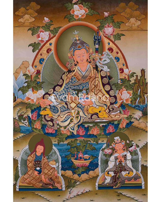 Guru Rinpoche/Guru Padmasambhava Thangka | Tibetan Wall Arts | Handmade Thangka For Home and Office Decor |