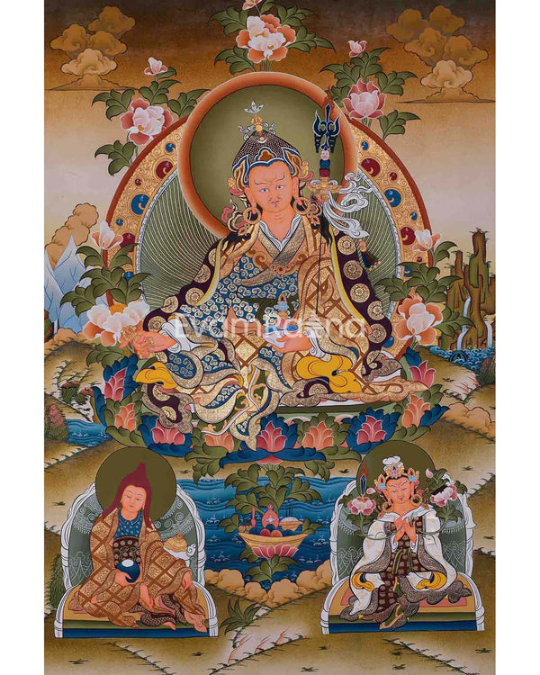 Guru Rinpoche/Guru Padmasambhava Thangka | Tibetan Wall Arts | Handmade Thangka For Home and Office Decor |