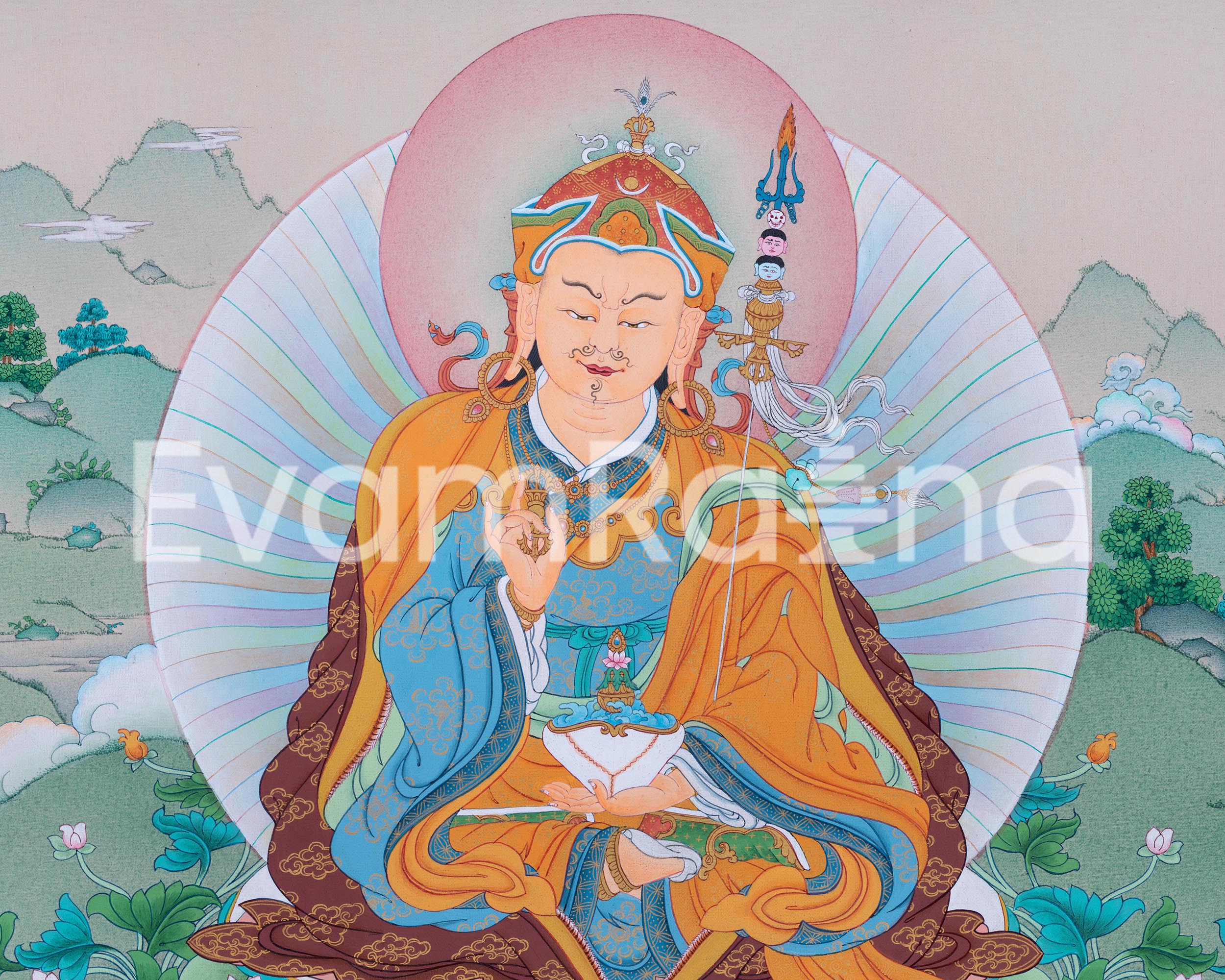 Padmasambhava Meditation Thangka Print | Blessings of Guru Rinpoche | The Lotus Born Master