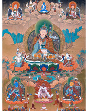 Guru Rinpoche With Guru Norla and Urgen Menla Thangka 