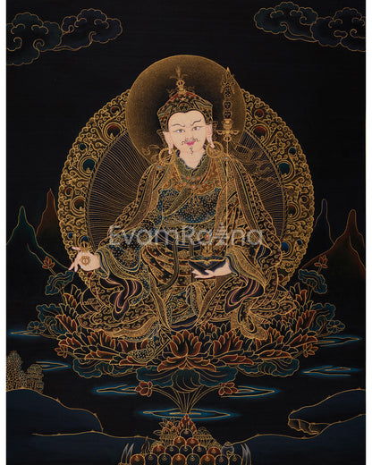 gold-thangka-of-guru-rinpoche-precious-teacher-of-tibetan-buddhism