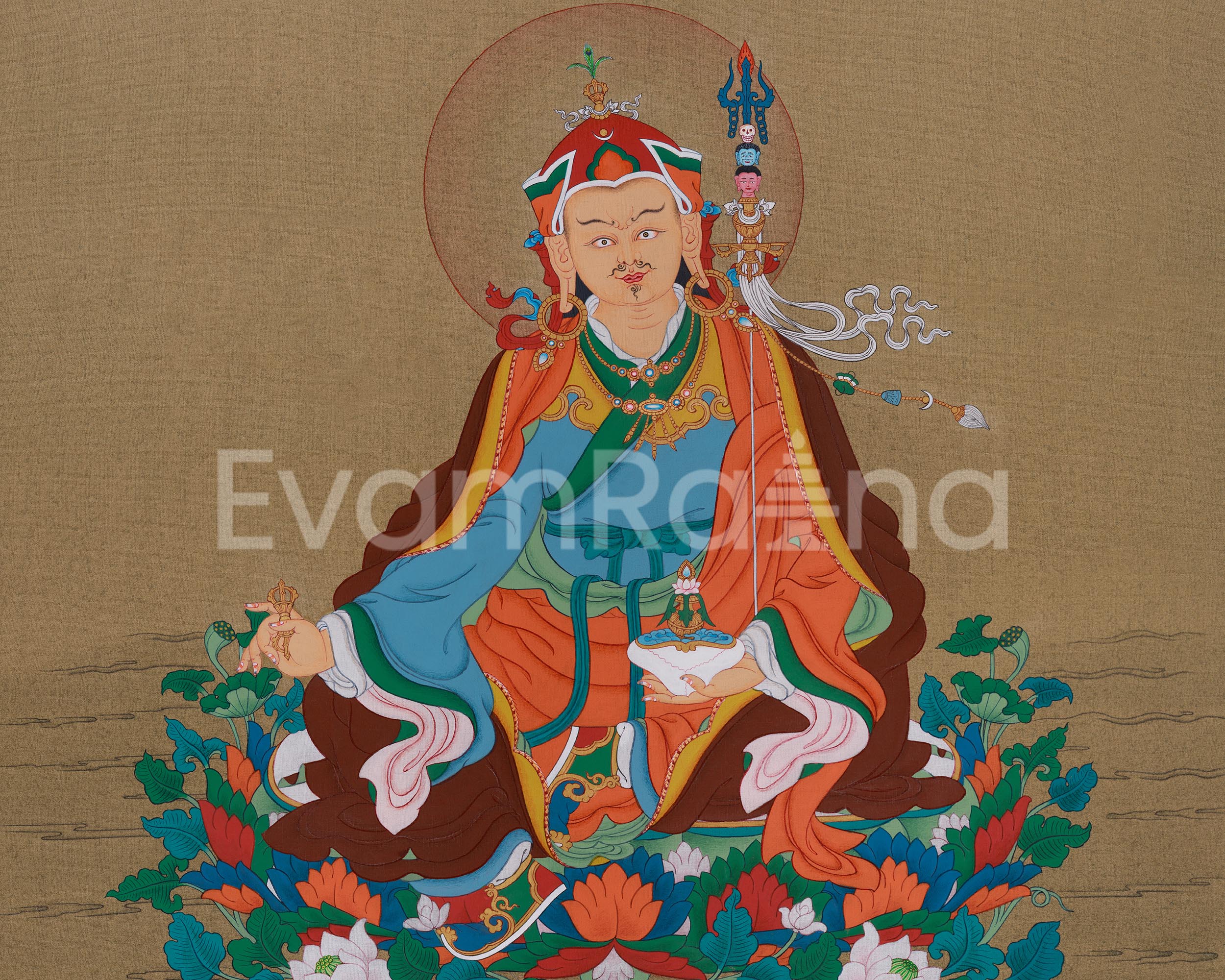 The Lotus Born Padmasambhava Thangka | Buddha of Wisdom and Compassion