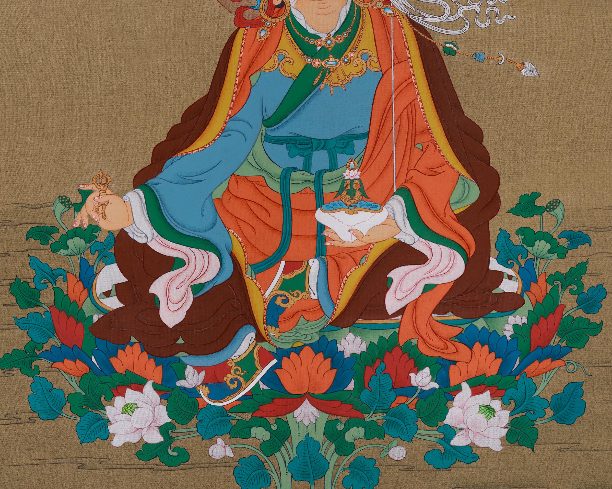 The Lotus Born Padmasambhava Thangka | Buddha of Wisdom and Compassion