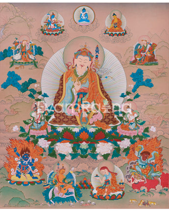 Majestic Thangka of Eight Manifestations of Guru Padmasambhava | Iconic Forms of the Lotus-Born Master