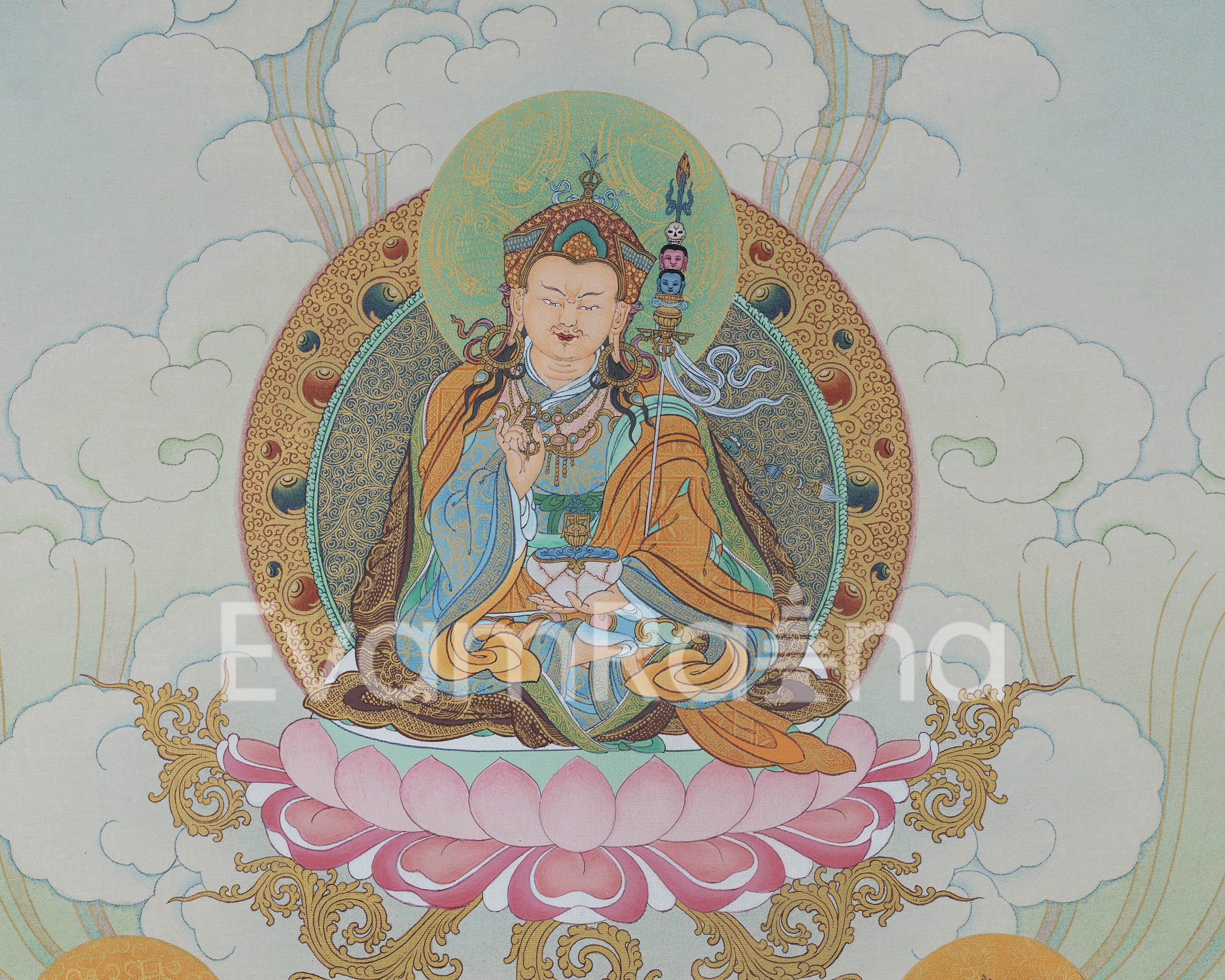 Thangka Print Of The Great Teacher | Guru Rinpoche Digital Print | Guru Padmasambhava For Meditation