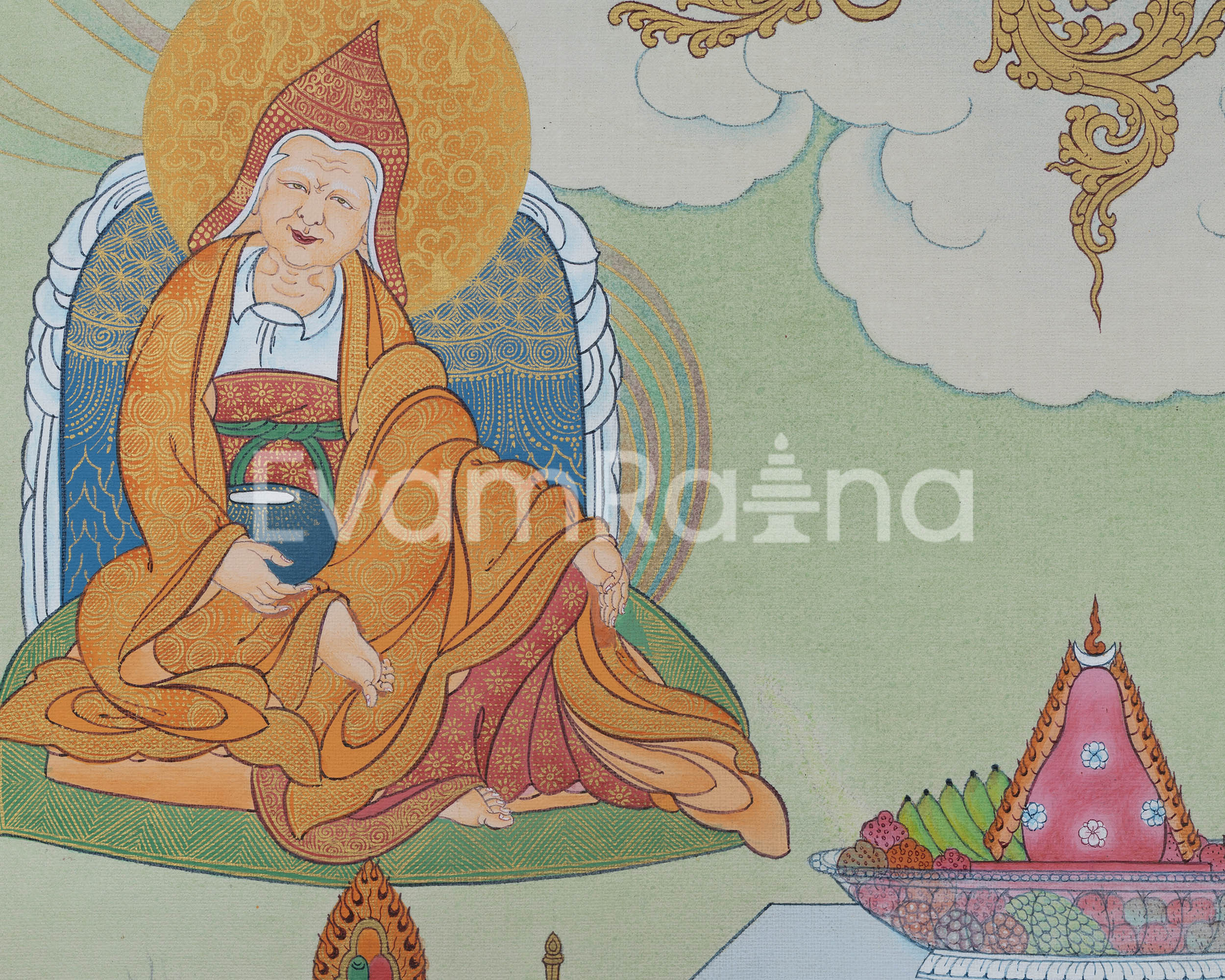 Thangka Print Of The Great Teacher | Guru Rinpoche Digital Print | Guru Padmasambhava For Meditation