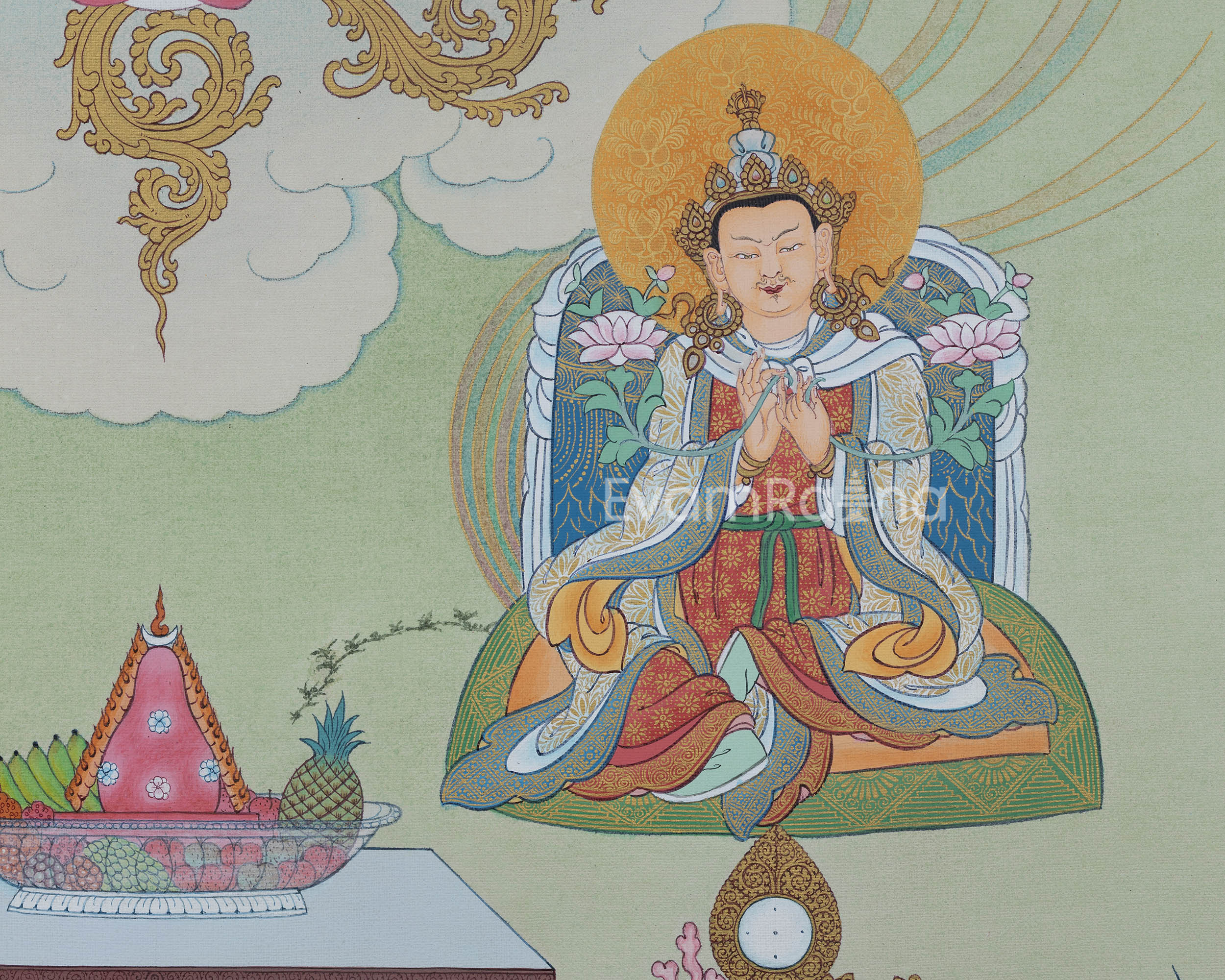 Thangka Print Of The Great Teacher | Guru Rinpoche Digital Print | Guru Padmasambhava For Meditation