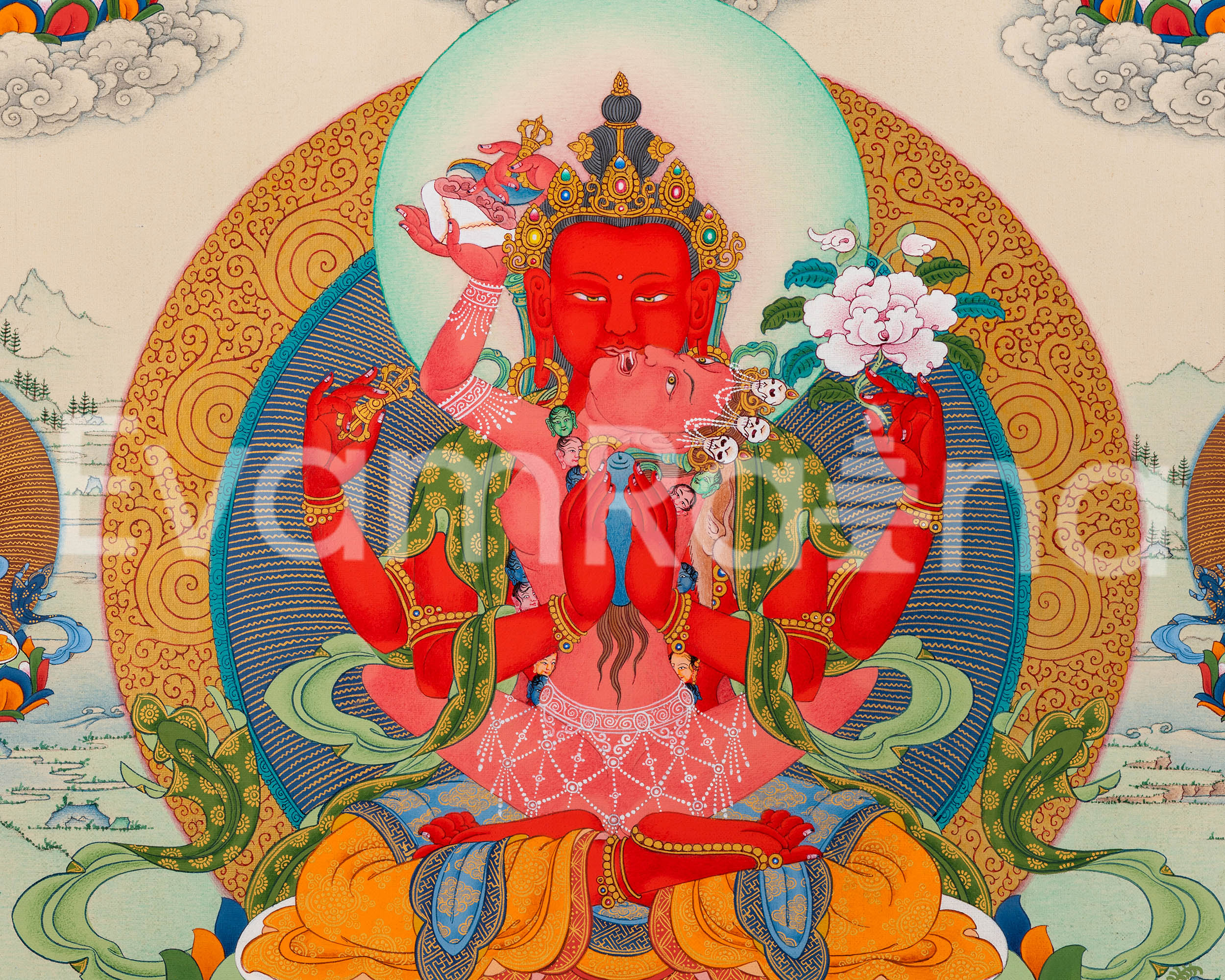Gyalwa Gyasto Mandala | Chenresig with Vajravarahi Thangka