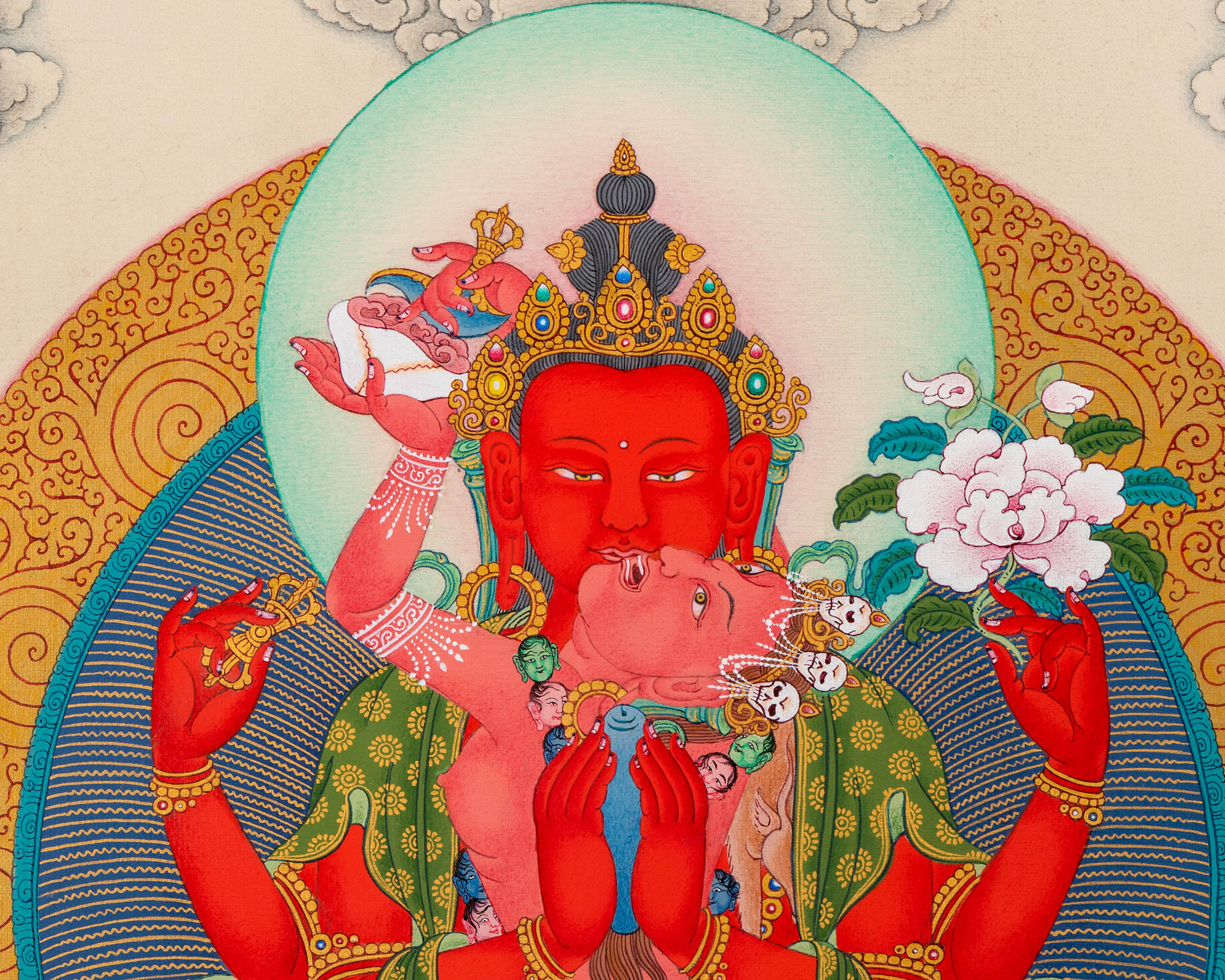 Gyalwa Gyasto Mandala | Chenresig with Vajravarahi Thangka