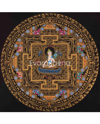 Original Hand Pained White Tara Mandala Thangka Painting