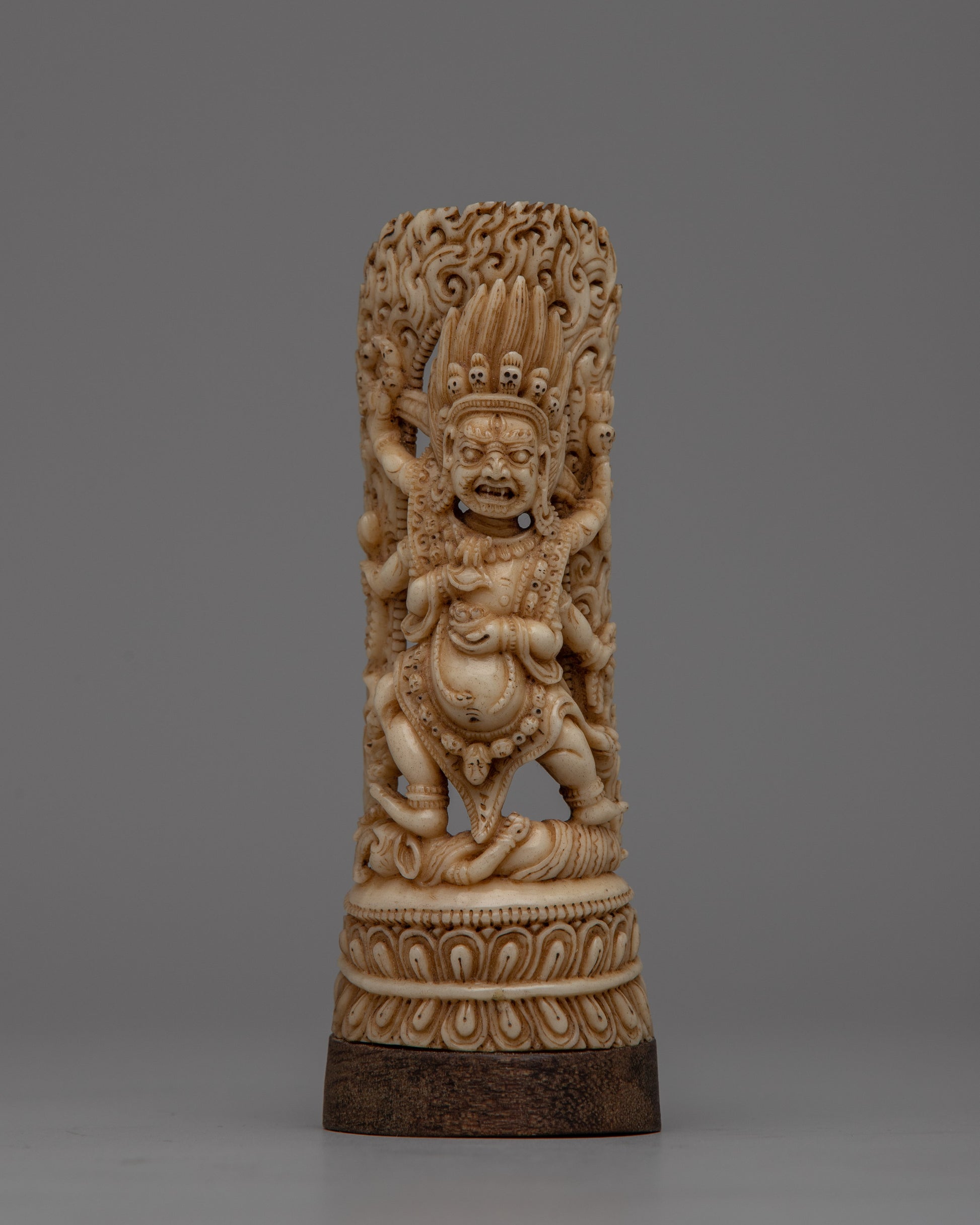 Six-Armed Mahakala Bone Stamp Statue