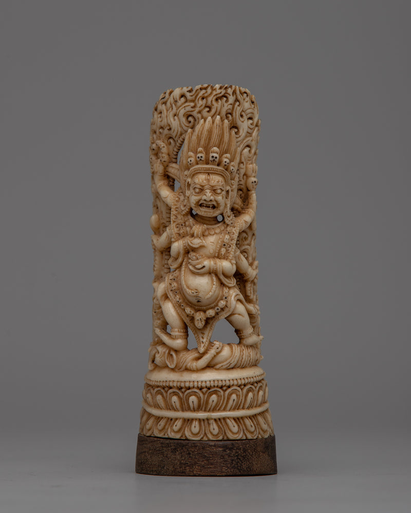 Six-Armed Mahakala Bone Stamp Statue