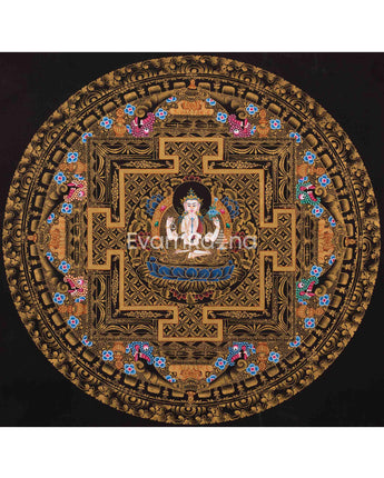 Small Original Hand painted Chengrezig Mandala 
