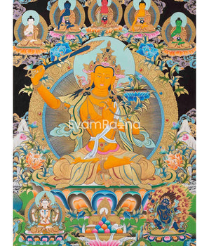 Hand painted Manjushree Thangka with Beautiful Color Combination | Good Luck to House