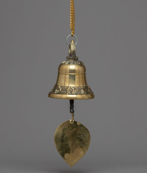 Handcrafted Brass Hanging Bell with Chain | Decorative Wind Chimes for Home Decor | Thoughtful Housewarming Gift