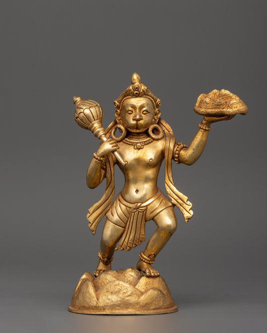 Gold Plated Hanuman Statue