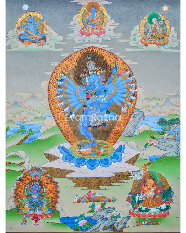 Hand-Painted Hevajra Thangka for Home Deco