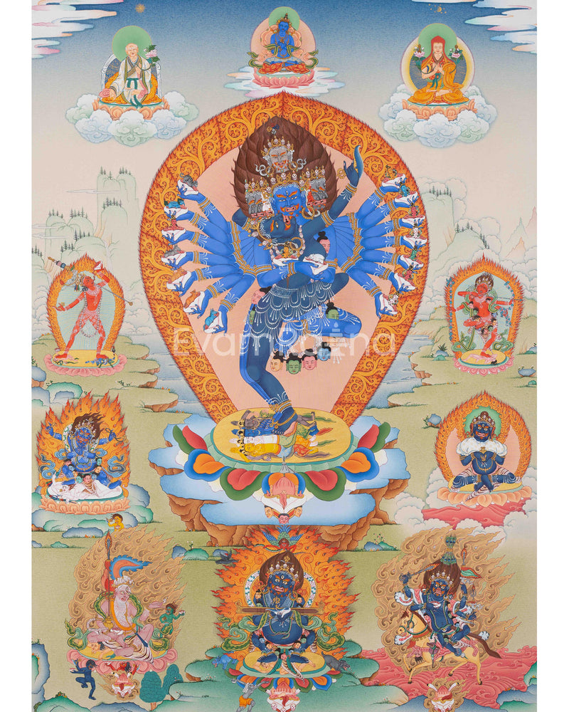 Hevajra With Consort Nairatmya Thangka Print